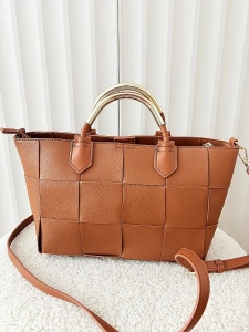 Torebka shopper camelowa plecionka