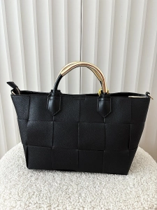 Torebka shopper czarna plecionka