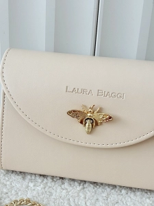 Laura Biaggi torebka wizytowa beżowa pszczółka