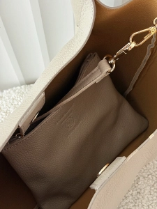 Laura Biaggi torebka shopper na ramię skórzana beżowa