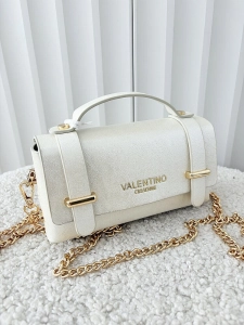 Valentino Creations torebka mini listonoszka jasnobeżowa błyszcząca