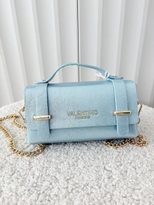 Valentino Creations torebka mini listonoszka jasnoniebieska błyszcząca