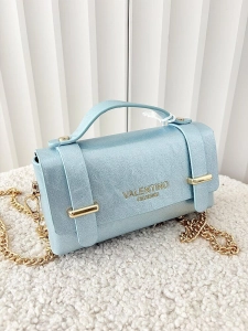 Valentino Creations torebka mini listonoszka jasnoniebieska błyszcząca