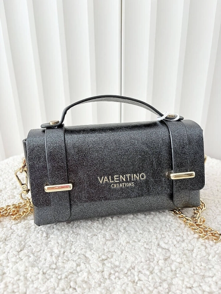 Valentino Creations torebka mini listonoszka czarna błyszcząca