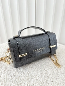 Valentino Creations torebka mini listonoszka czarna błyszcząca