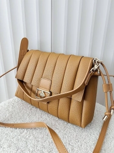 Valentino Creations torebka listonoszka camelowa z przeszyciami