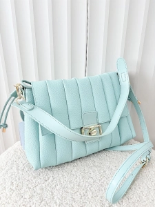 Valentino Creations torebka listonoszka turkusowa z przeszyciami