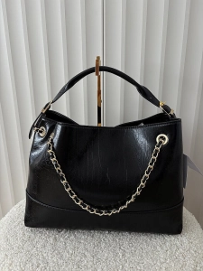 Valentino Creations torebka shopper czarna pikowana z łańcuszkiem