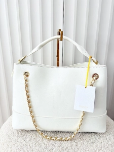 Valentino Creations torebka shopper biała pikowana z łańcuszkiem