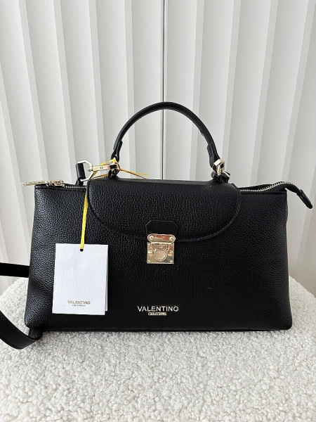 Valentino Creations torebka shopperka czarna z klapką