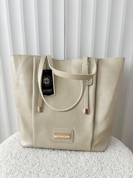 Monnari torebka shopper na ramię i listonoszka 2w1 beżowa design