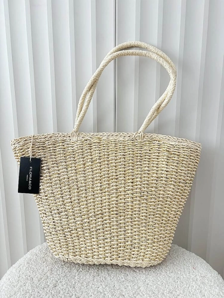 Flora&Co torebka shopper koszyk beżowa ze złotym
