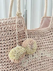 Flora&Co torebka shopper koszyk różowa z haftem