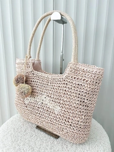 Flora&Co torebka shopper koszyk różowa z haftem