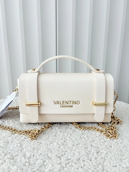 Valentino Creations torebka mini listonoszka jasnobeżowa gładka