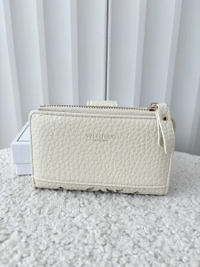 Valentino Creations portfel z klapką ażurowy jasnobeżowy