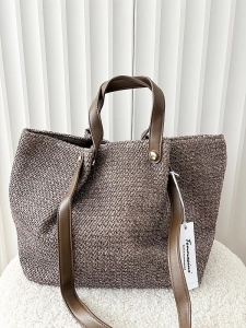 Torebka shopper koszyk na ramię brązowa