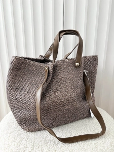 Torebka shopper koszyk na ramię brązowa