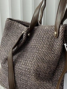 Torebka shopper koszyk na ramię brązowa