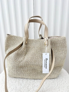 Torebka shopper koszyk na ramię beżowa