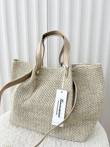 Torebka shopper koszyk na ramię beżowa