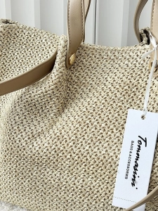 Torebka shopper koszyk na ramię beżowa