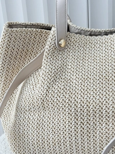 Torebka shopper koszyk na ramię jasnobeżowa