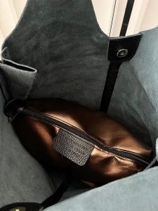 Laura Biaggi skórzana torba shopper na ramię czarna