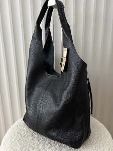 Laura Biaggi skórzana torba shopper na ramię czarna