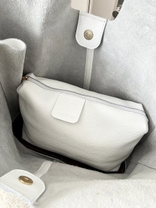 Laura Biaggi skórzana torba shopper na ramię biała