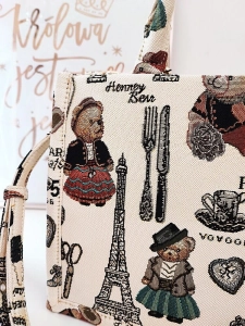 Henney Bear London torebka mini shopperka kuferek beżowa w misie