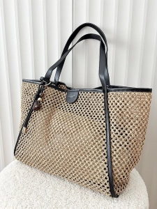 Flora&Co torebka shopper koszyk ciemnobeżowa z czarnym
