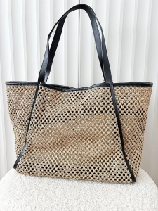 Flora&Co torebka shopper koszyk ciemnobeżowa z czarnym