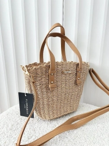 Flora&Co torebka mini shopper koszyk ciemnobeżowa