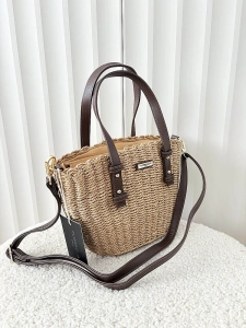 Flora&Co torebka mini shopper koszyk ciemnobeżowa z brązowym