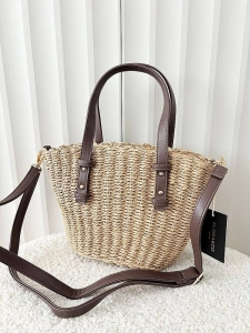 Flora&Co torebka mini shopper koszyk ciemnobeżowa z brązowym