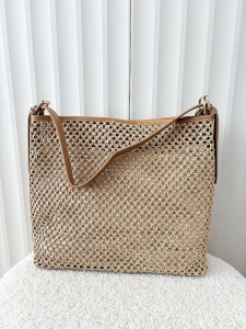 Flora&Co torebka shopper koszyk na ramię ciemnobeżowa