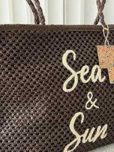 Mandoline torebka shopper koszyk na ramię brązowa z napisem
