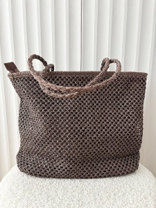 Mandoline torebka shopper koszyk na ramię brązowa z napisem