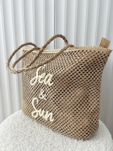 Mandoline torebka shopper koszyk na ramię taupe z napisem