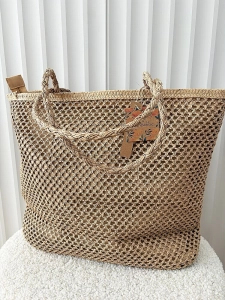 Mandoline torebka shopper koszyk na ramię taupe z napisem