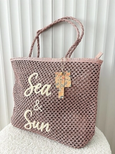 Mandoline torebka shopper koszyk na ramię różowa z napisem
