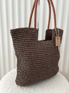 Mandoline torebka shopper koszyk na ramię brązowa
