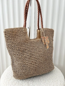 Mandoline torebka shopper koszyk na ramię ciemnobeżowa