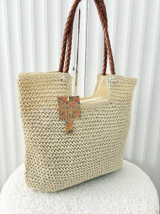 Mandoline torebka shopper koszyk na ramię beżowa