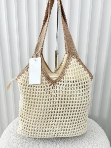 Maxfly torebka shopper na ramię beżowa plecionka