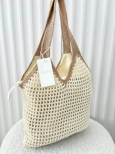 Maxfly torebka shopper na ramię beżowa plecionka