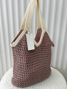 Maxfly torebka shopper na ramię różowa plecionka