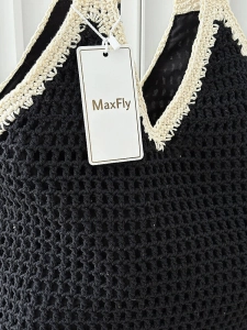 Maxfly torebka shopper na ramię czarna plecionka