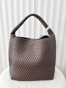 Torebka shopper na ramię brązowa plecionka